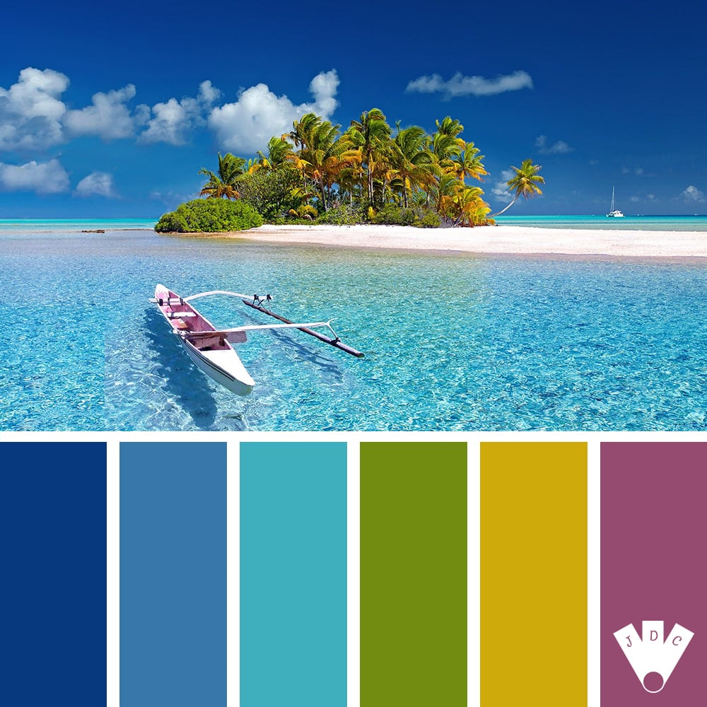 Color palette d'une plage de Polynésie. Partons nous évadés.