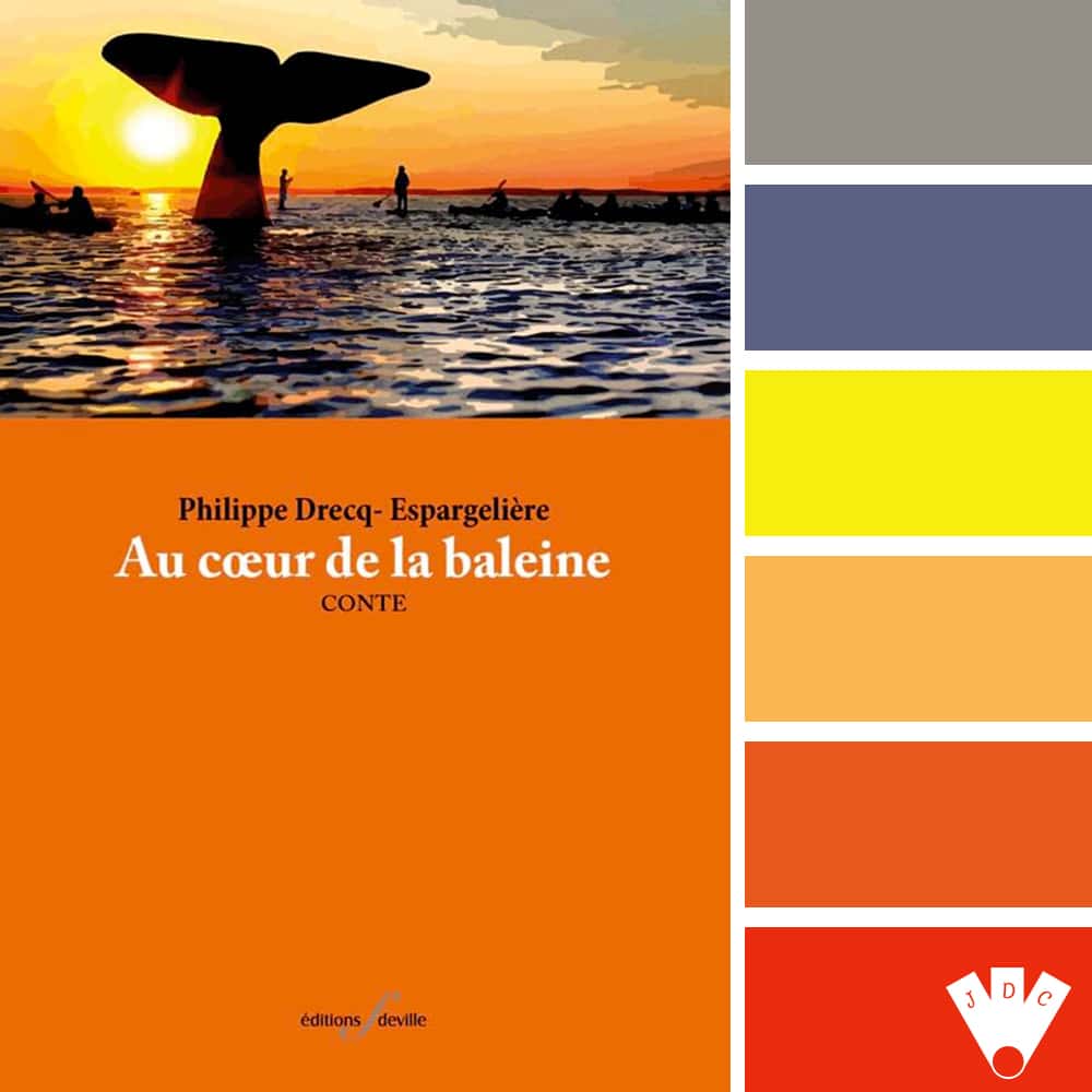 color palette littéraire à partir de la couverture du livre "Au cœur de la baleine" de Philippe Drecq-Espargelière