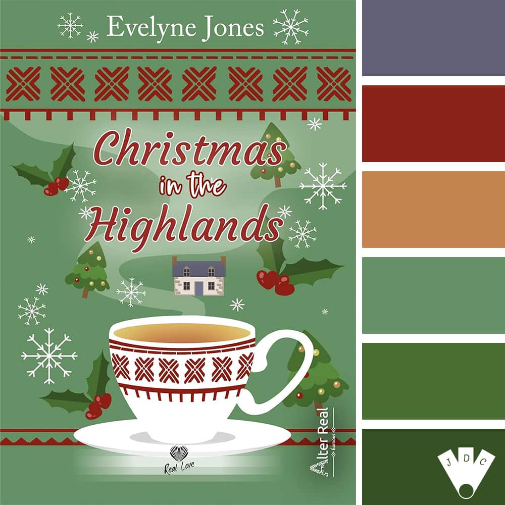 color palette à partir de la couverture du livre "Christmas in the highlands" de Evelyne Jones