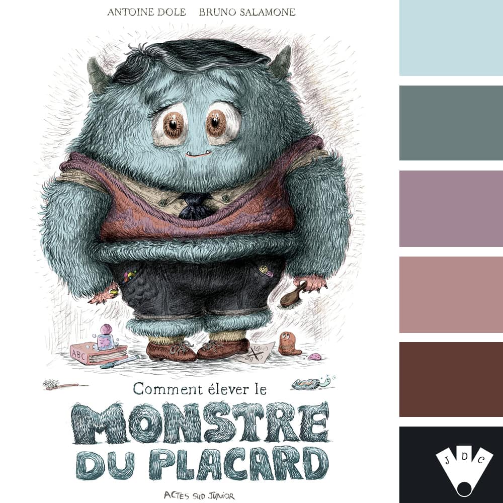 Color palette à partir de la couverture du livre "Comment élever le monstre du placard " d'Antoine Dole