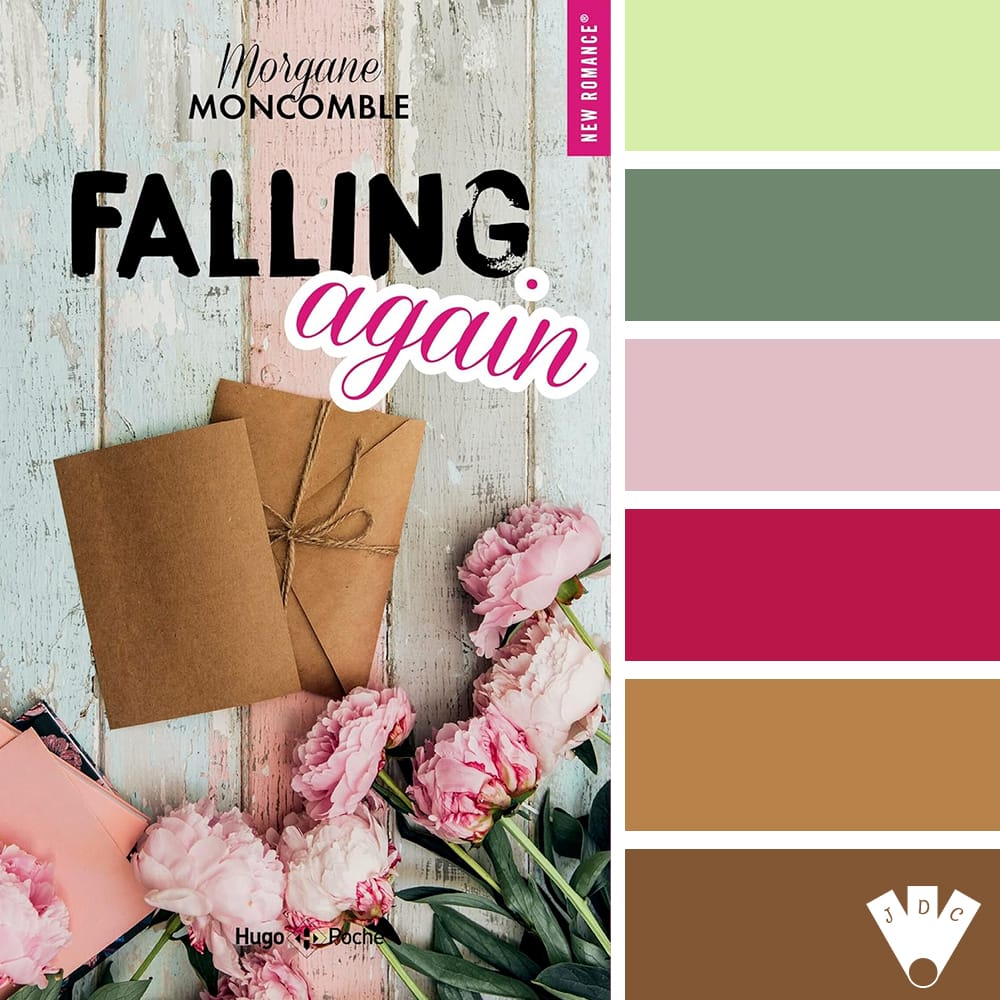 color palette à partir de la couverture du livre "Falling again" de Morgane Moncomble.