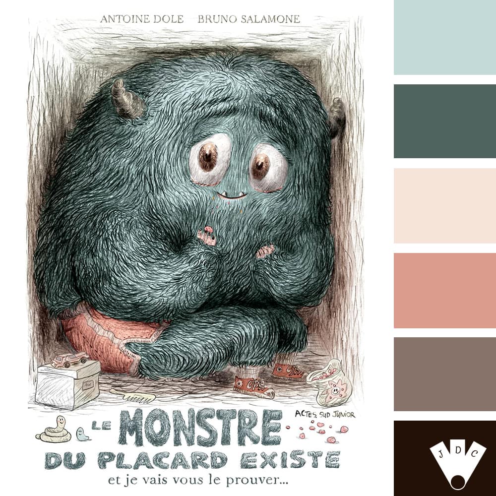 Color palette à partir de la couverture du livre "Le monstre du placard existe et je vais vous le prouver !" d'Antoine Dole