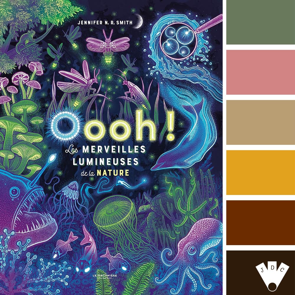 color palette à partir de la couverture du livre "Oooh ! Les merveilles lumineuses de la nature" de Jennifer N. R. Smith