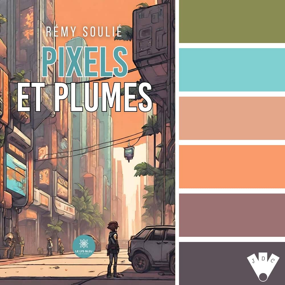 color palette à partir de la couverture du livre "Pixels et plumes" de Rémy Soulié
