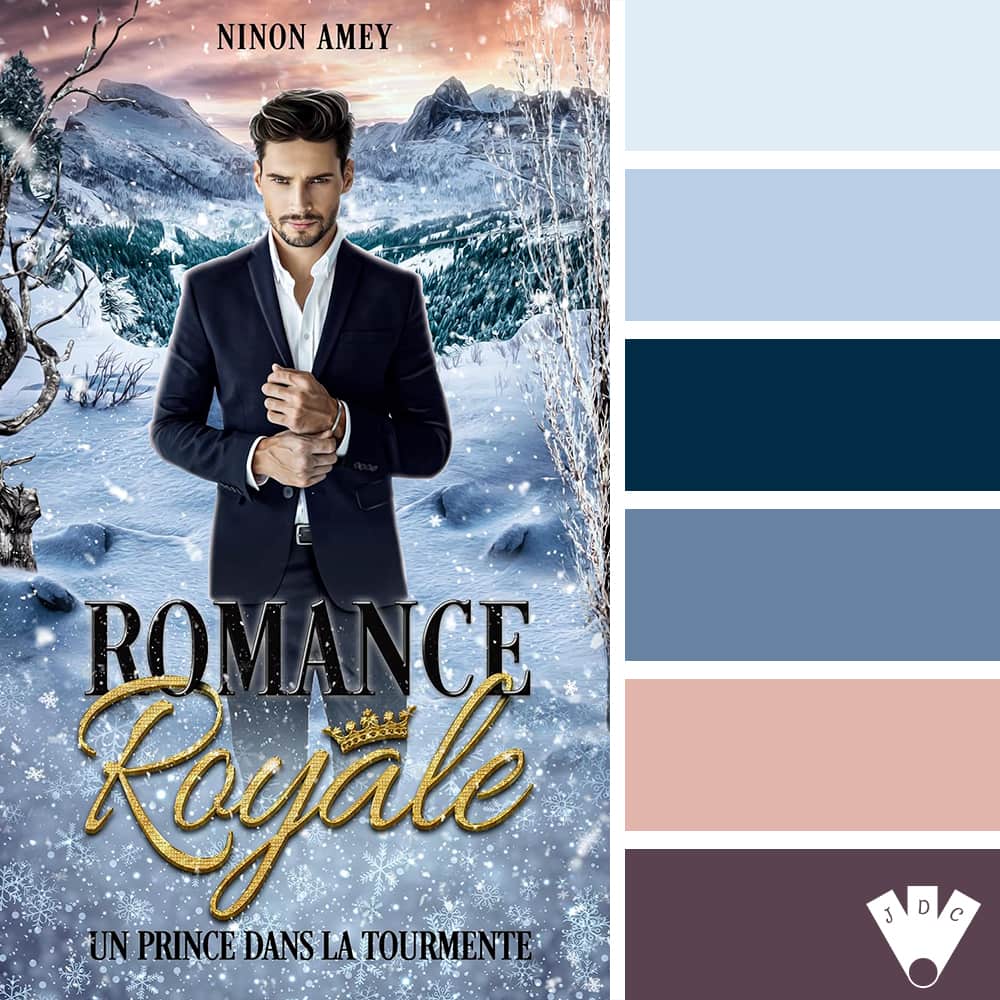 color palette à partir de la couverture du livre "Romance royale T2 : Un prince dans la tourmente" de Ninon Amey
