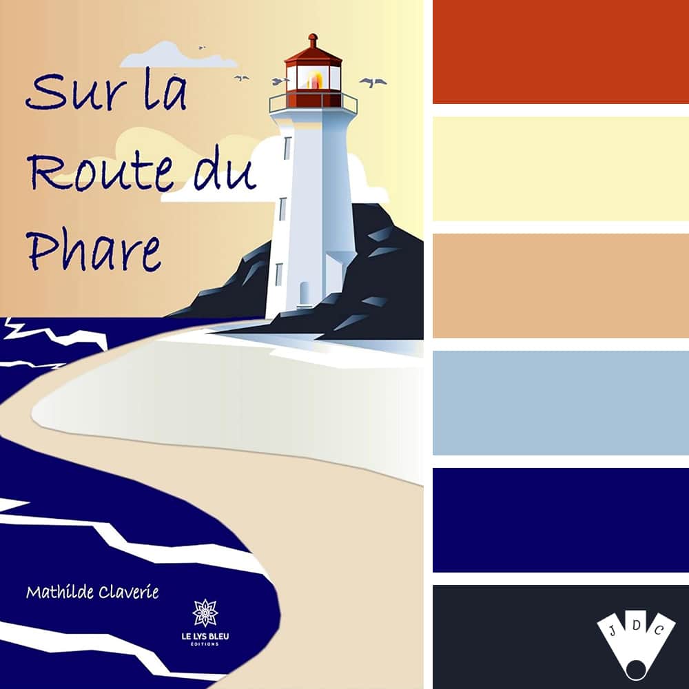 Color palette à partir de la couverture du livre "Sur la route du phare" Mathilde Claverie