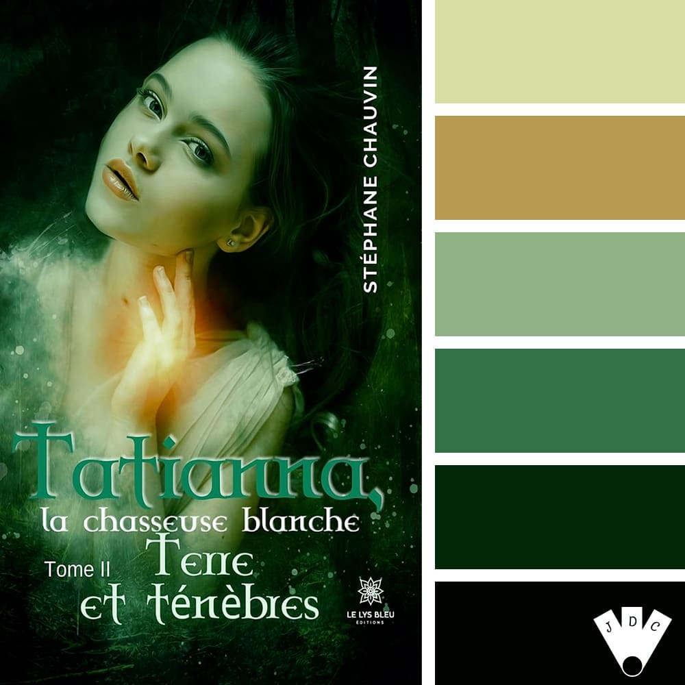 Color palette à partir de la couverture du livre "Tatianna, la chasseuse blanche T2 : Terre et ténèbres" de Stéphane Chauvin