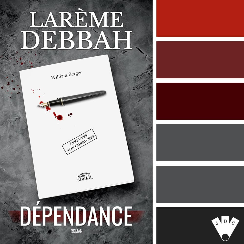 Color palette à partir de la couverture du livre "Dépendance" de l'autrice Larème Debbah