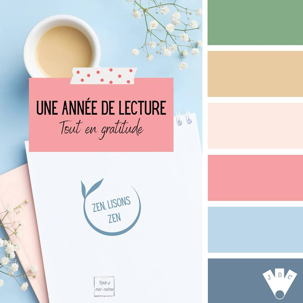 Color palette à partir de la couverture du carnet "Une année de lecture tout en gratitude" de Laëtitia de Zelles