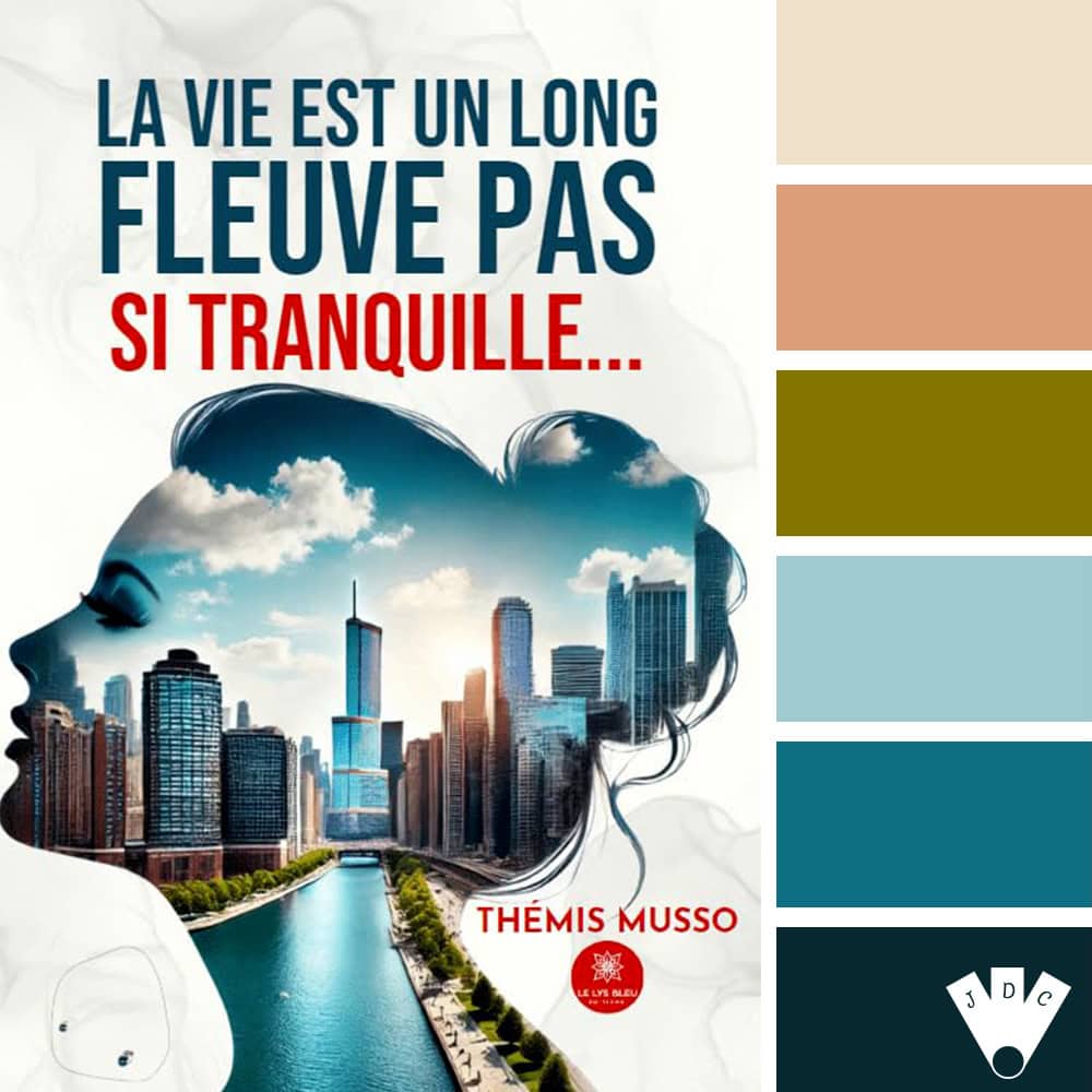 Color palette à partir de la couverture du livre "la vie est un long fleuve pas si tranquille..." de Thémis Musso