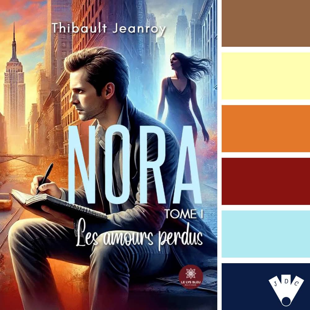 Color palette à partir de la couverture du livre "Nora T1 : Les amours perdus" de Thibault Jeanroy aux éditions le lys bleu