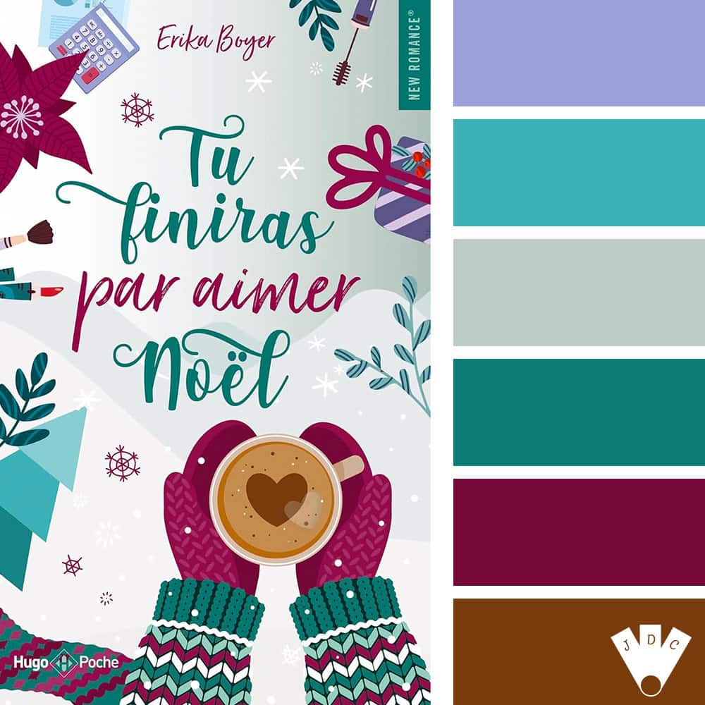 Color palette à partir de la couverture du livre "tu finiras par aimer noël" de Erika Boyer